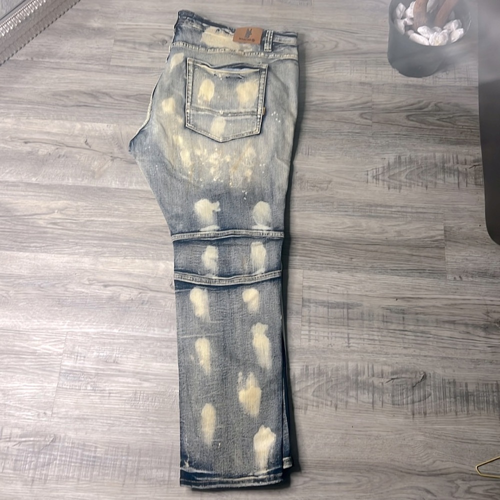 MAKOBI 1983 Shredded Jeans w/ Tape and Paint (Dirt wash)